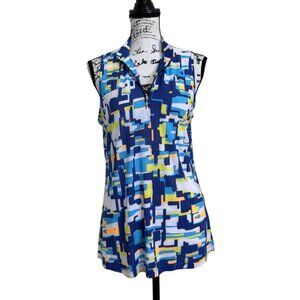 Simplicit by Jamie Sadock Women's Sleeveless Top 1/4 Zip Geometric Size M